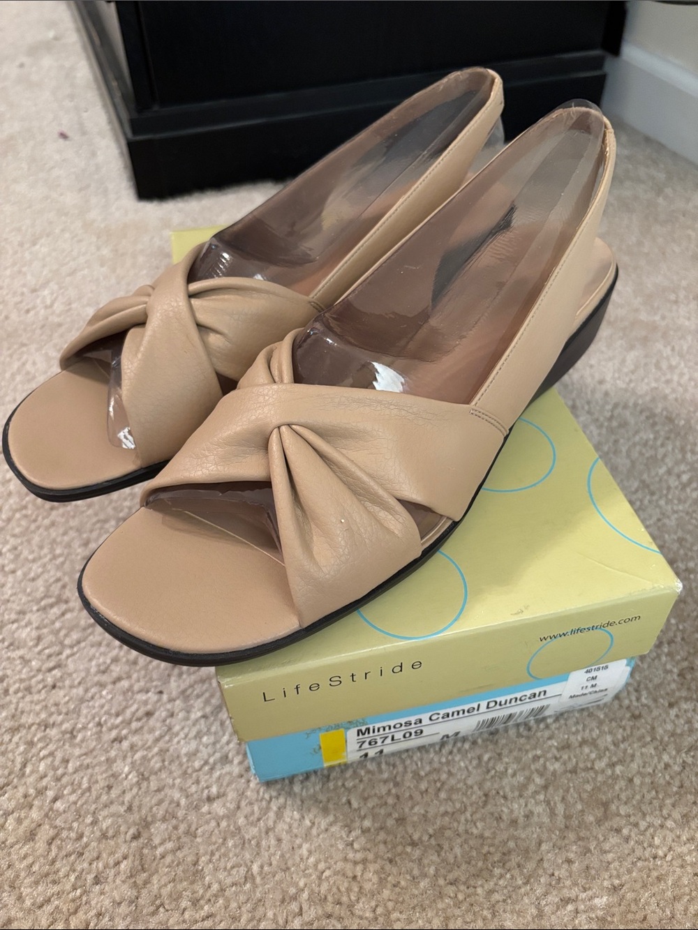 Life Stride Knot-Front Open Toe Slingback in Camel